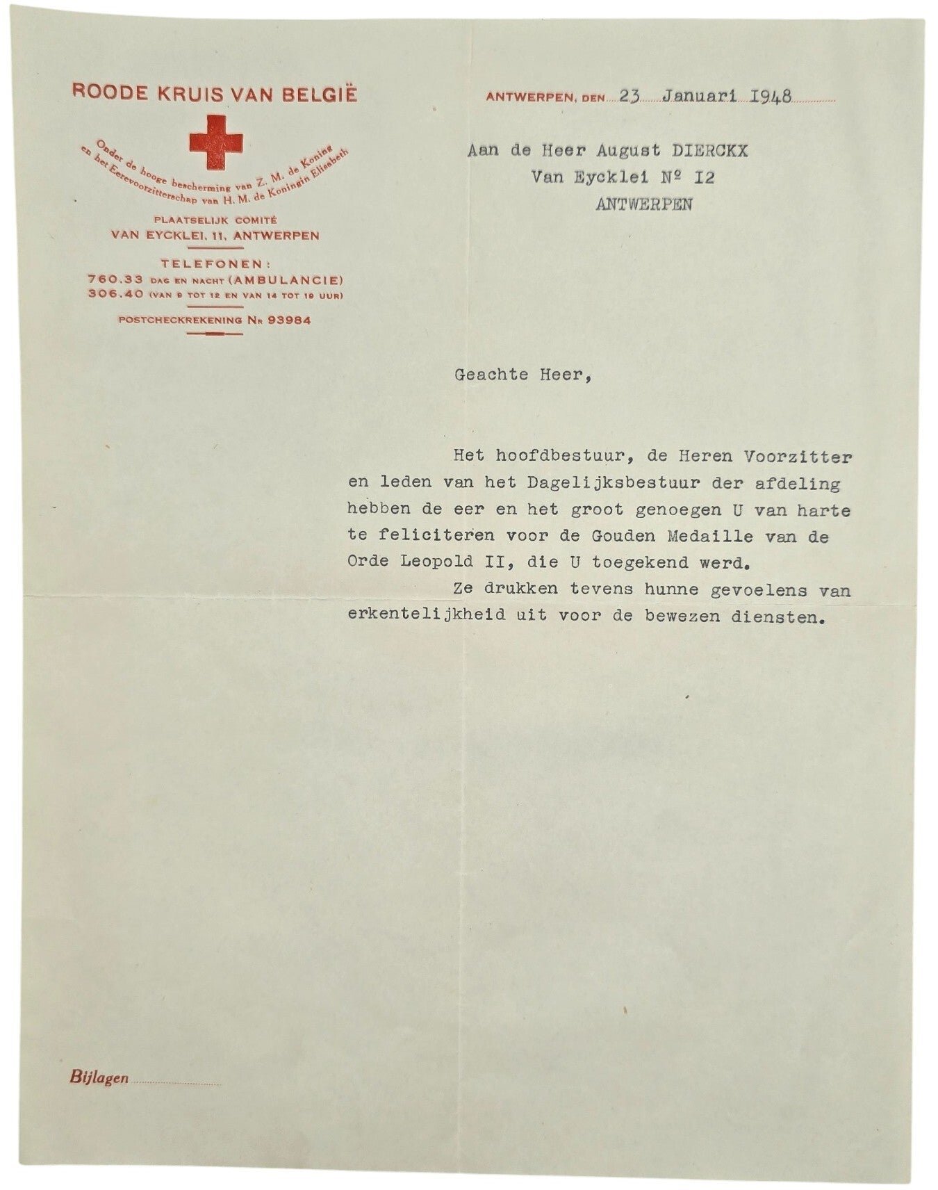 Original WW2 Belgian Document Set - Red Cross worker from Antwerp (1942-1948) — image 12