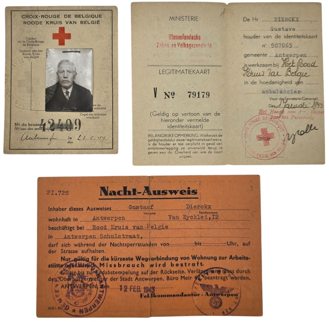 Original WW2 Belgian Document Set - Red Cross worker from Antwerp (1942-1948) — image 2