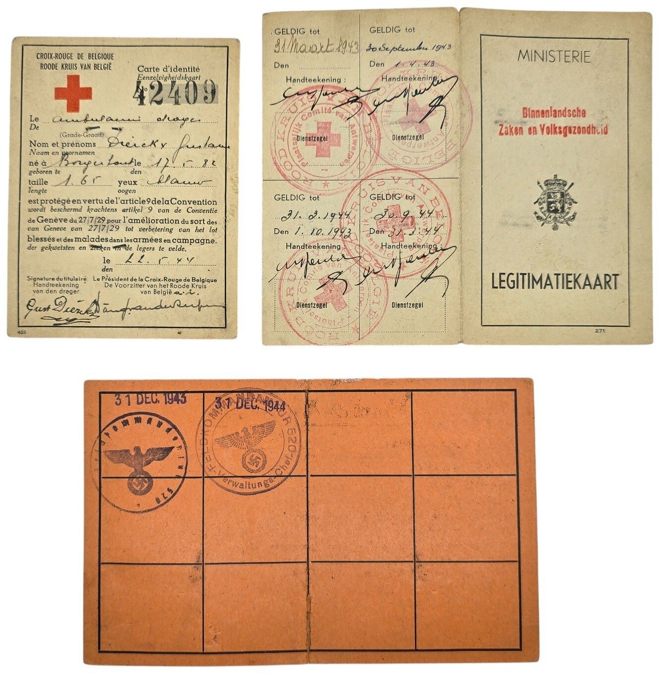 Original WW2 Belgian Document Set - Red Cross worker from Antwerp (1942-1948) — image 3