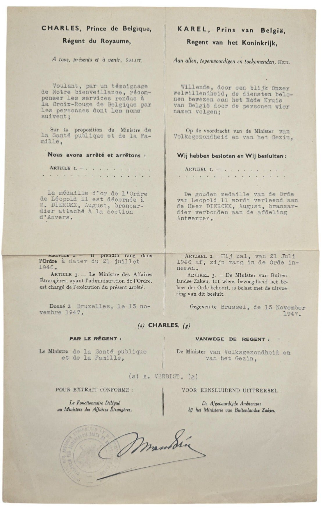Original WW2 Belgian Document Set - Red Cross worker from Antwerp (1942-1948) — image 9