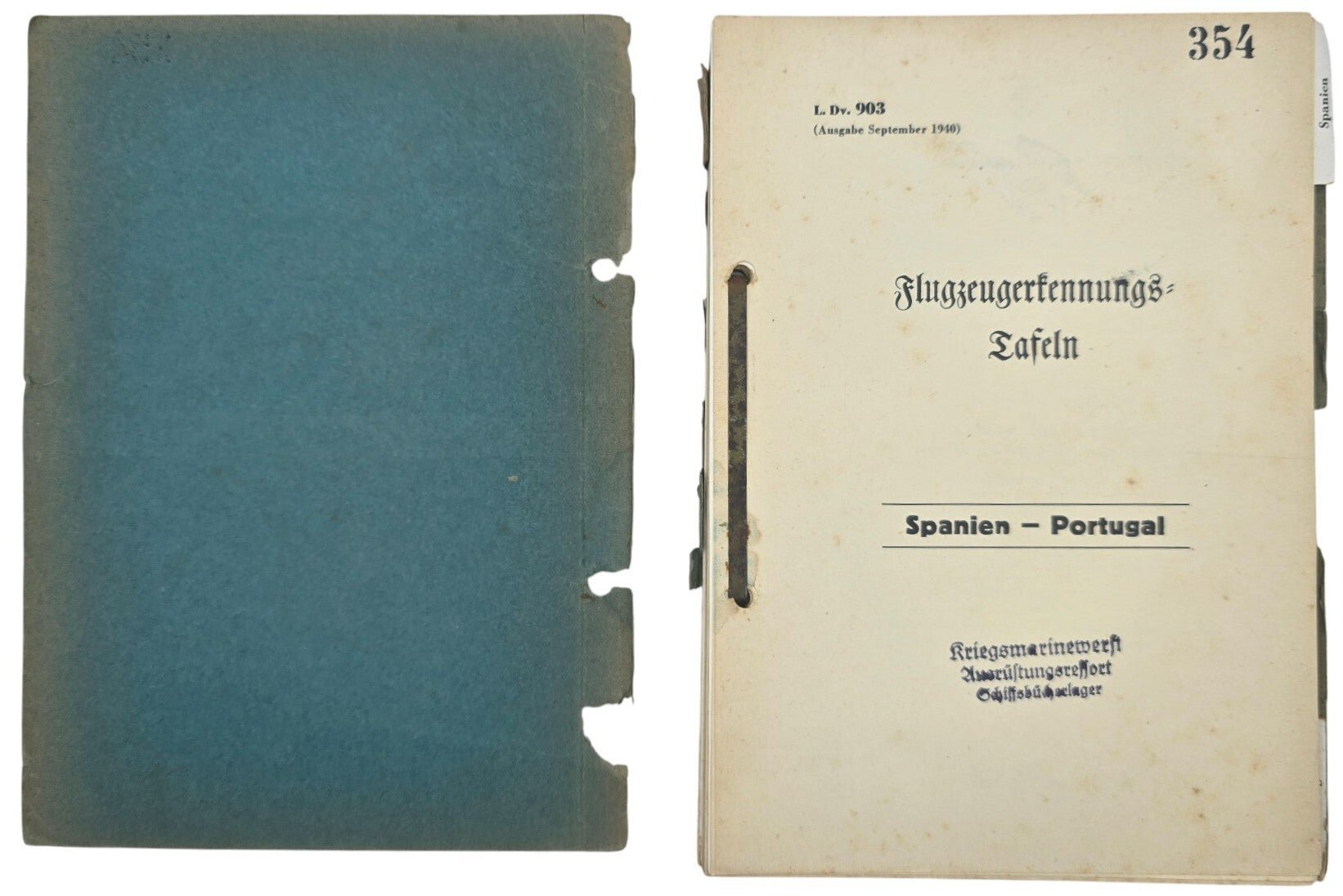 Original WW2 German Luftwaffe Brochure - Flugzeugerkennungstafeln Spanien Portugal L. Dv. 903 (1940) — image 2