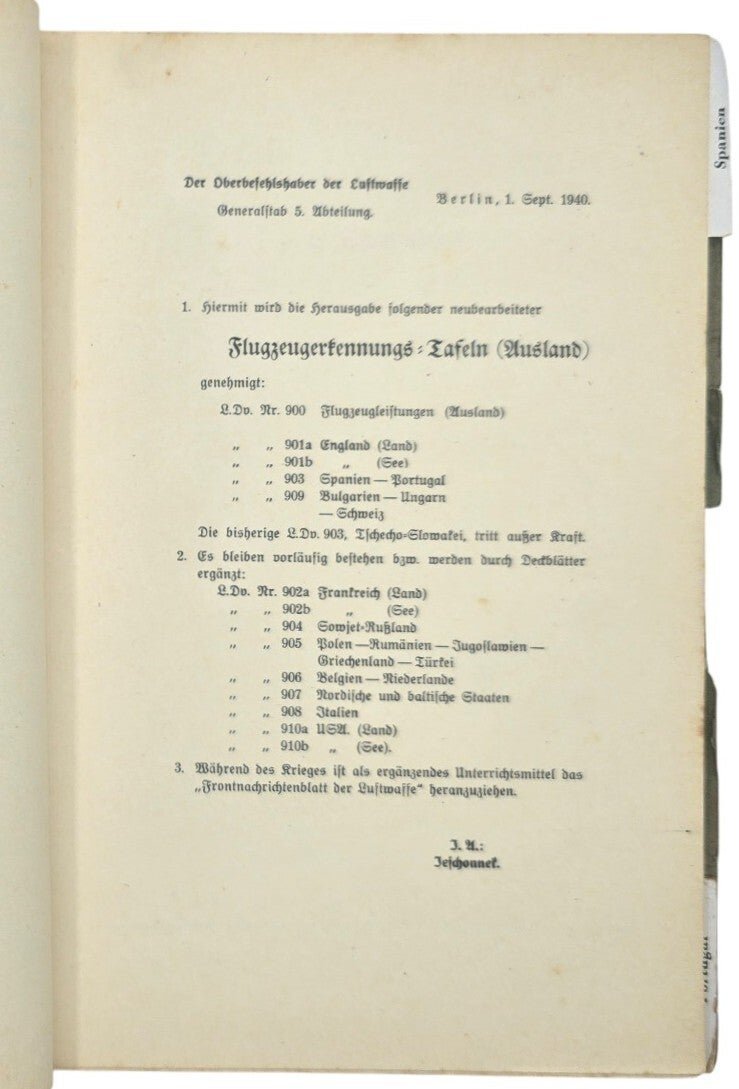 Original WW2 German Luftwaffe Brochure - Flugzeugerkennungstafeln Spanien Portugal L. Dv. 903 (1940) — image 3