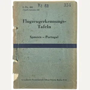 Original WW2 German Luftwaffe Brochure - Flugzeugerkennungstafeln Spanien Portugal L. …