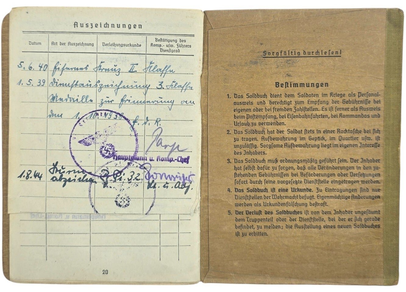Original WW2 German Document - Wehrmacht Soldbuch Panzer Pionier Ersatz Btl. 208 (1944) — image 10