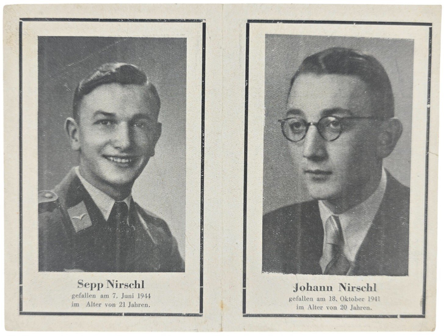 Original WW2 German Document - Death Card three brothers (1941 1944) — image 2