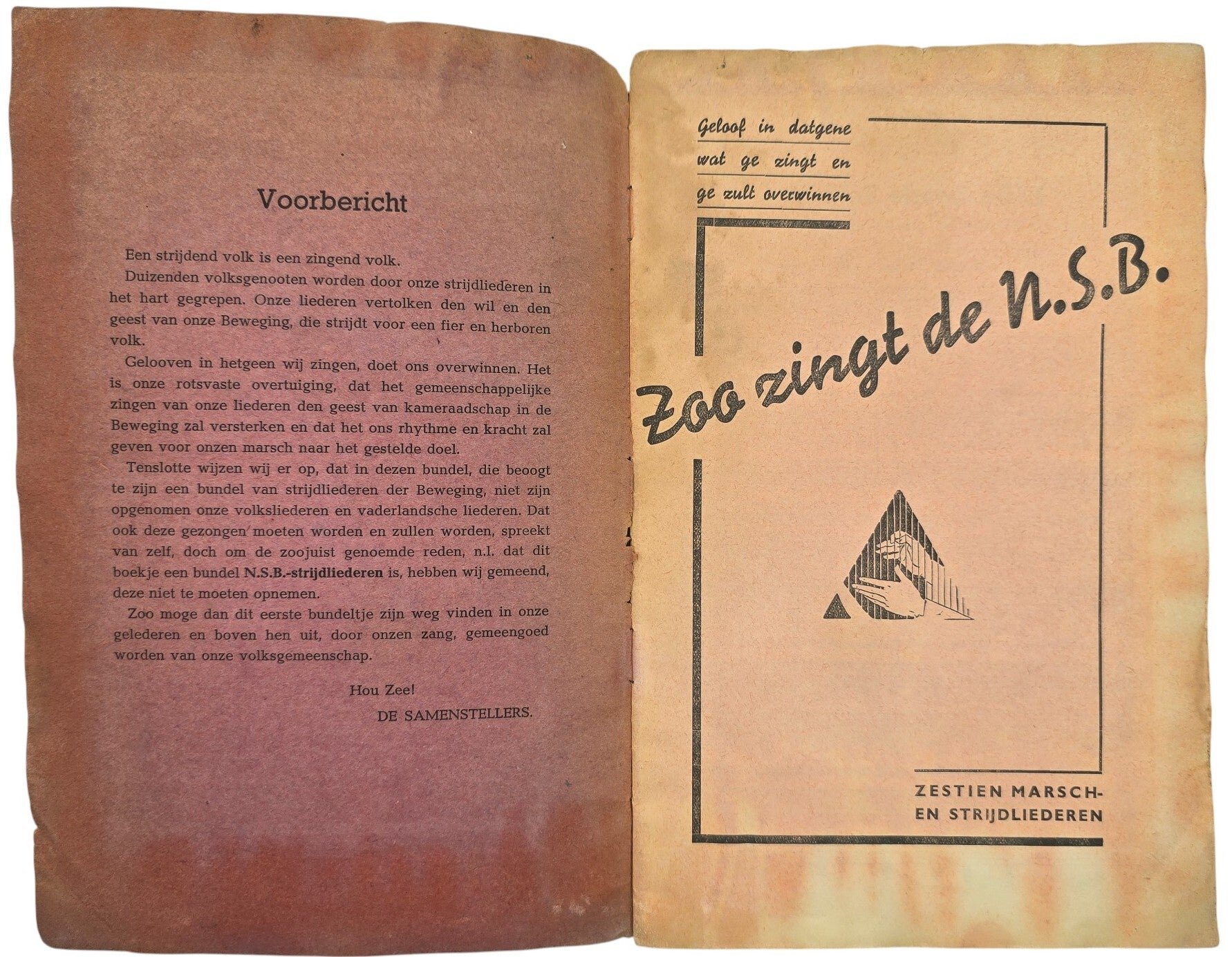 Original WW2 Dutch Collaboration NSB Brochure - Zoo zingt de NSB, zestien Marsch- en Strijdliederen — image 2
