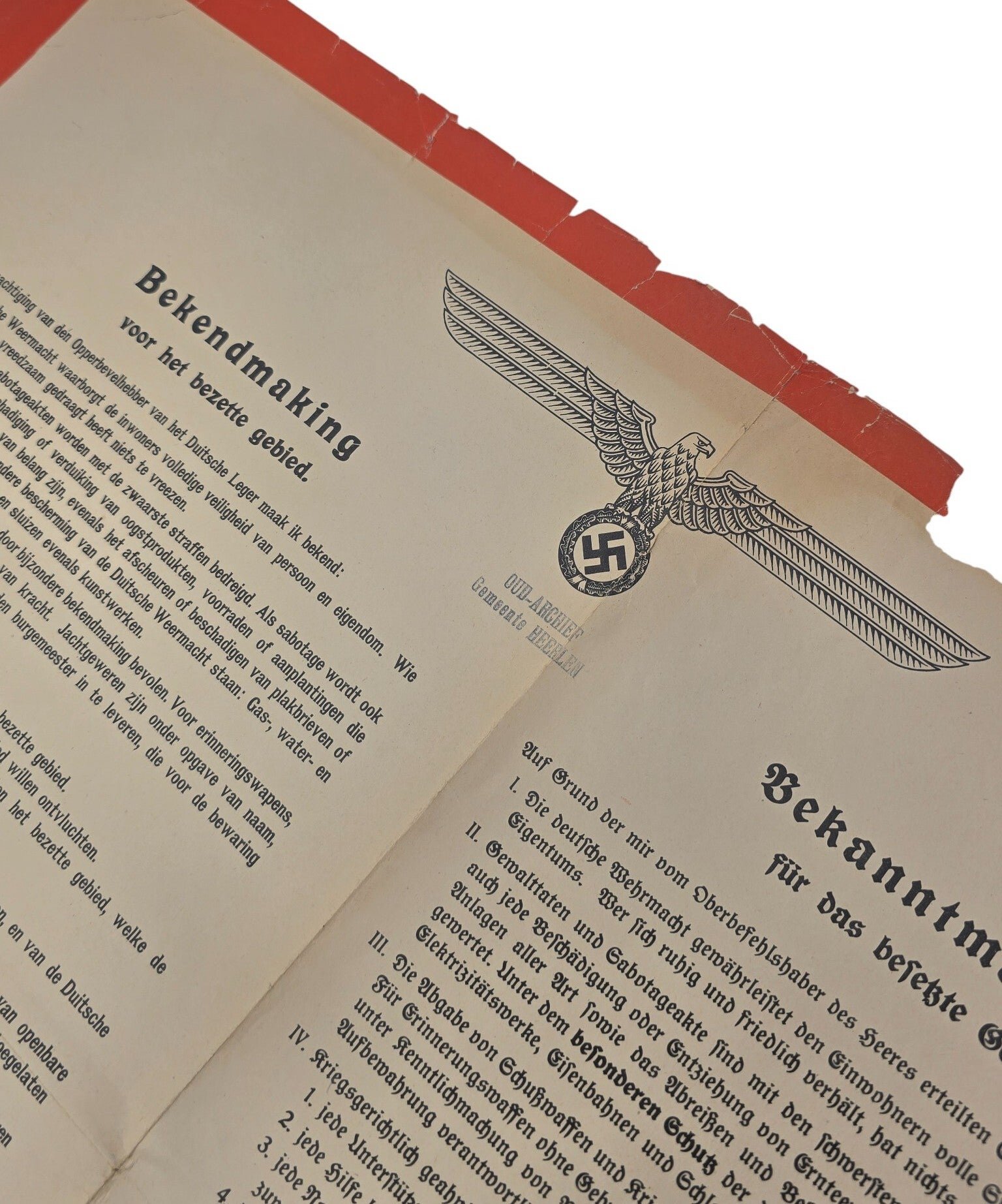 Original WW2 Dutch German Poster - Notice new laws in occupied Holland, Belgium, and Luxembourg, Heeresgruppe (1940) — image 4