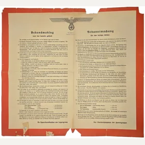 Original WW2 Dutch German Poster - Notice new laws in …