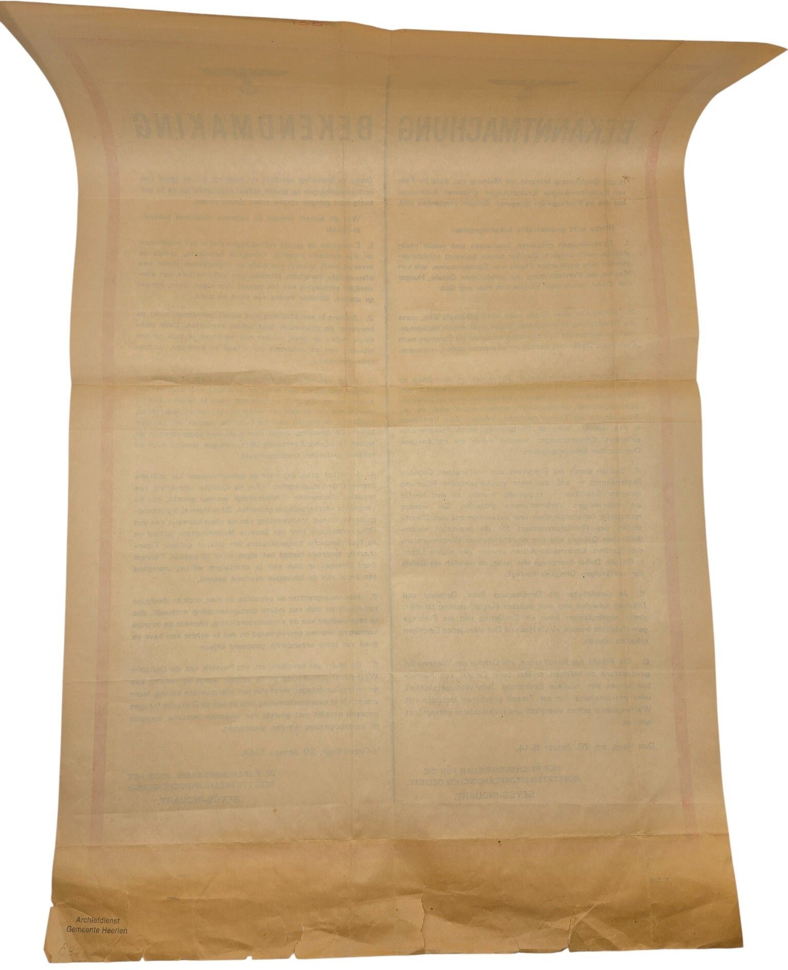 Original WW2 Dutch Poster - Notice against civilians, Seyss-Inquart, The Hague (1944) — image 4