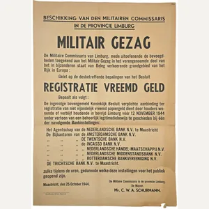 Original WW2 Dutch Liberation MG Poster - Militair Gezag Maastricht …