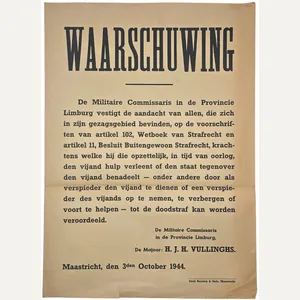 Original WW2 Dutch Liberation MG Poster - Militair Gezag Maastricht …