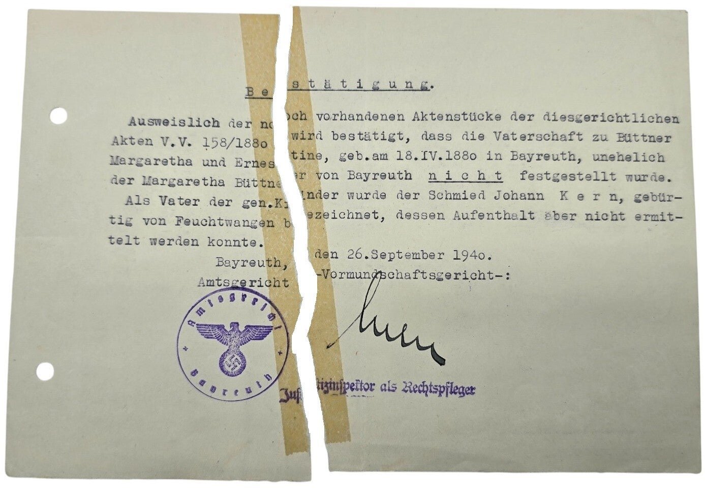 Original WW2 German Waffen SS Document - SS Ahnentafel marriage research set, I/3. Standarte, Hersbruck (1940) — image 8