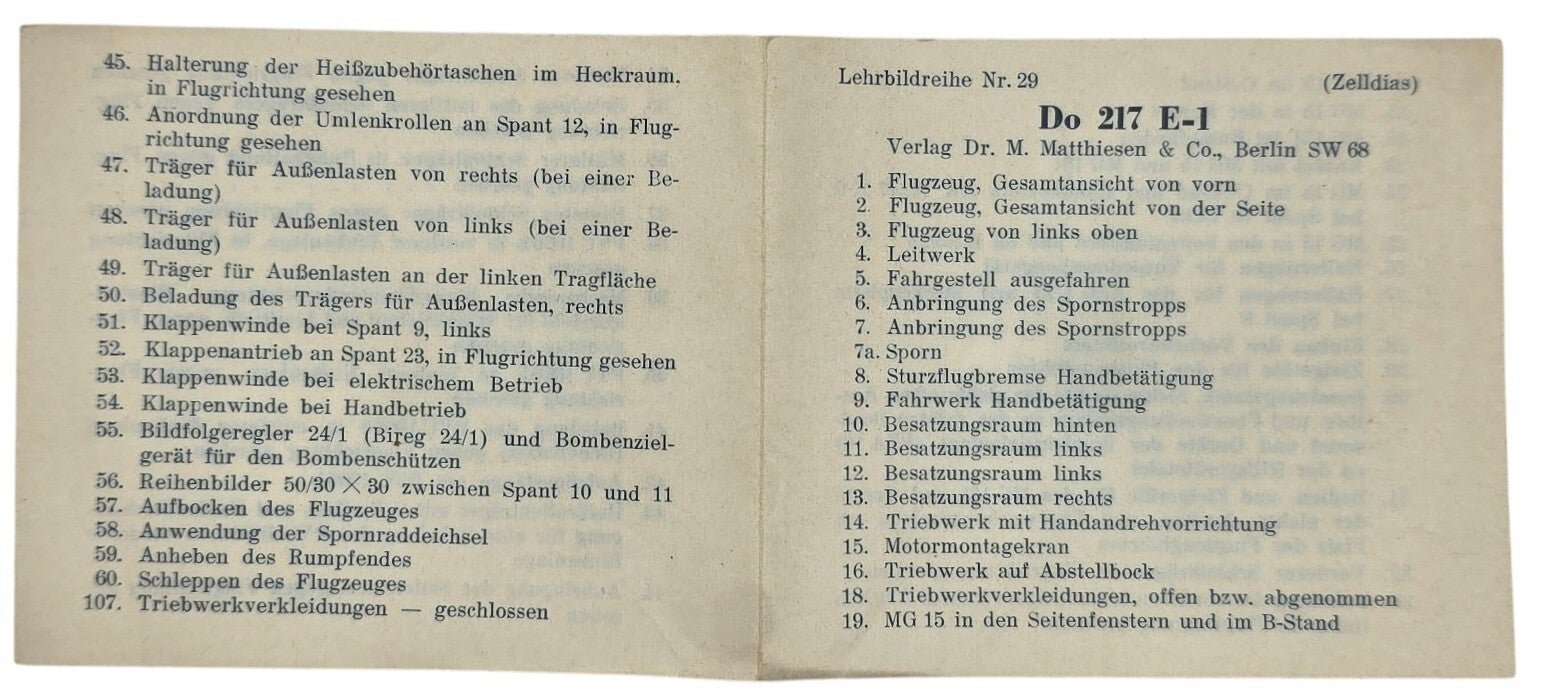Original WW2 German Luftwaffe Document - Lehrbildreihe Nr. 29, Do. 217 E-1 airplane — image 2