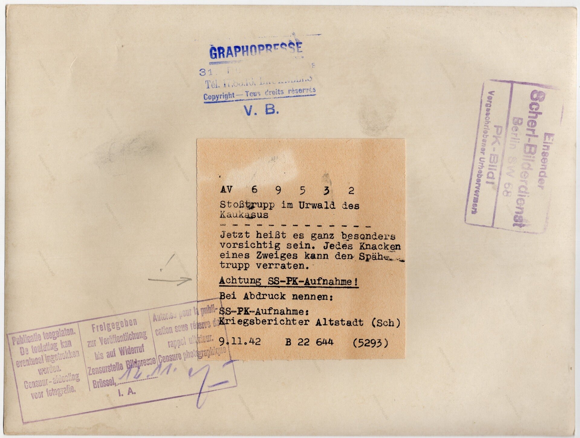 Original WW2 German Waffen SS Press Photo - SS troops in the woods of the Caucasus (1942) — image 2