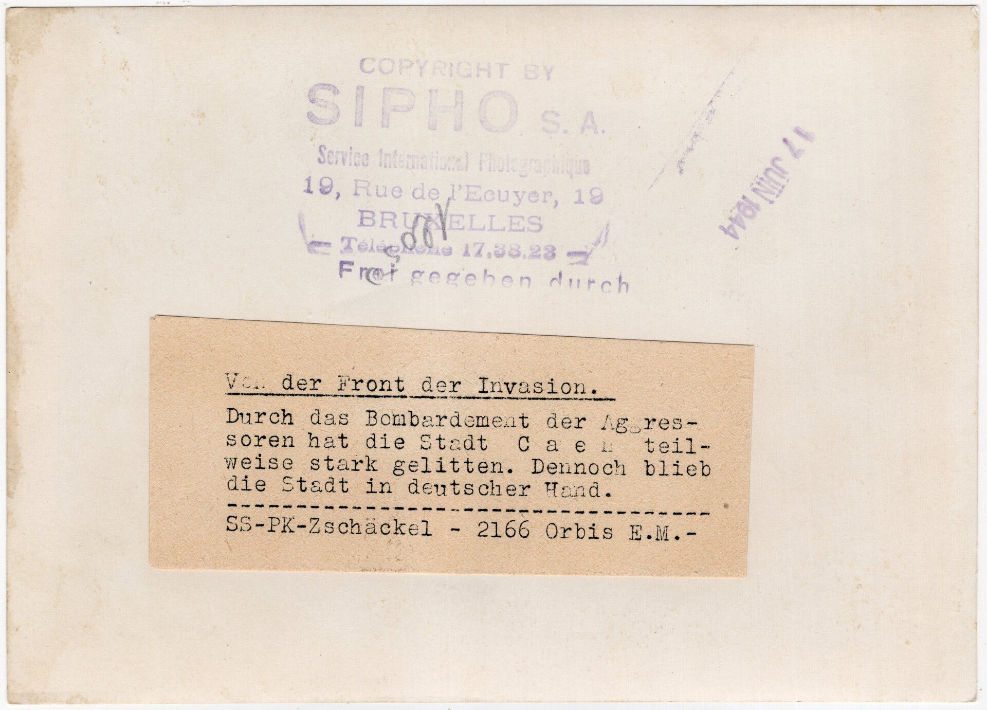 Original WW2 German Waffen SS Press Photo - Destroyed city of Caen, Normandy, Operation Overlord, France (1944) — image 2