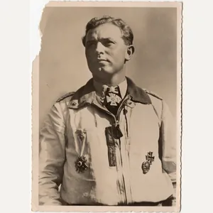 Original WW2 German Postcard - Luftwaffe Knights cross wearer Major …