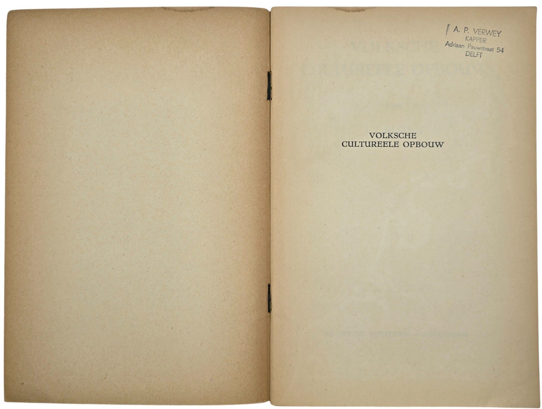 Original WW2 Dutch NSB Collaboration Brochure - Westland serie 3, Volksche Cultureele Opbouw, J. Delsing (1942) — image 2