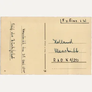 Original Dutch WW2 Postcard - Feldpost German RAD K1/251 Maastricht …