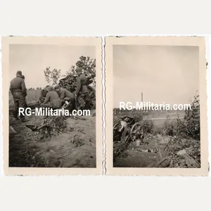 Original WW2 German Photo - German artillery troops with cannon …