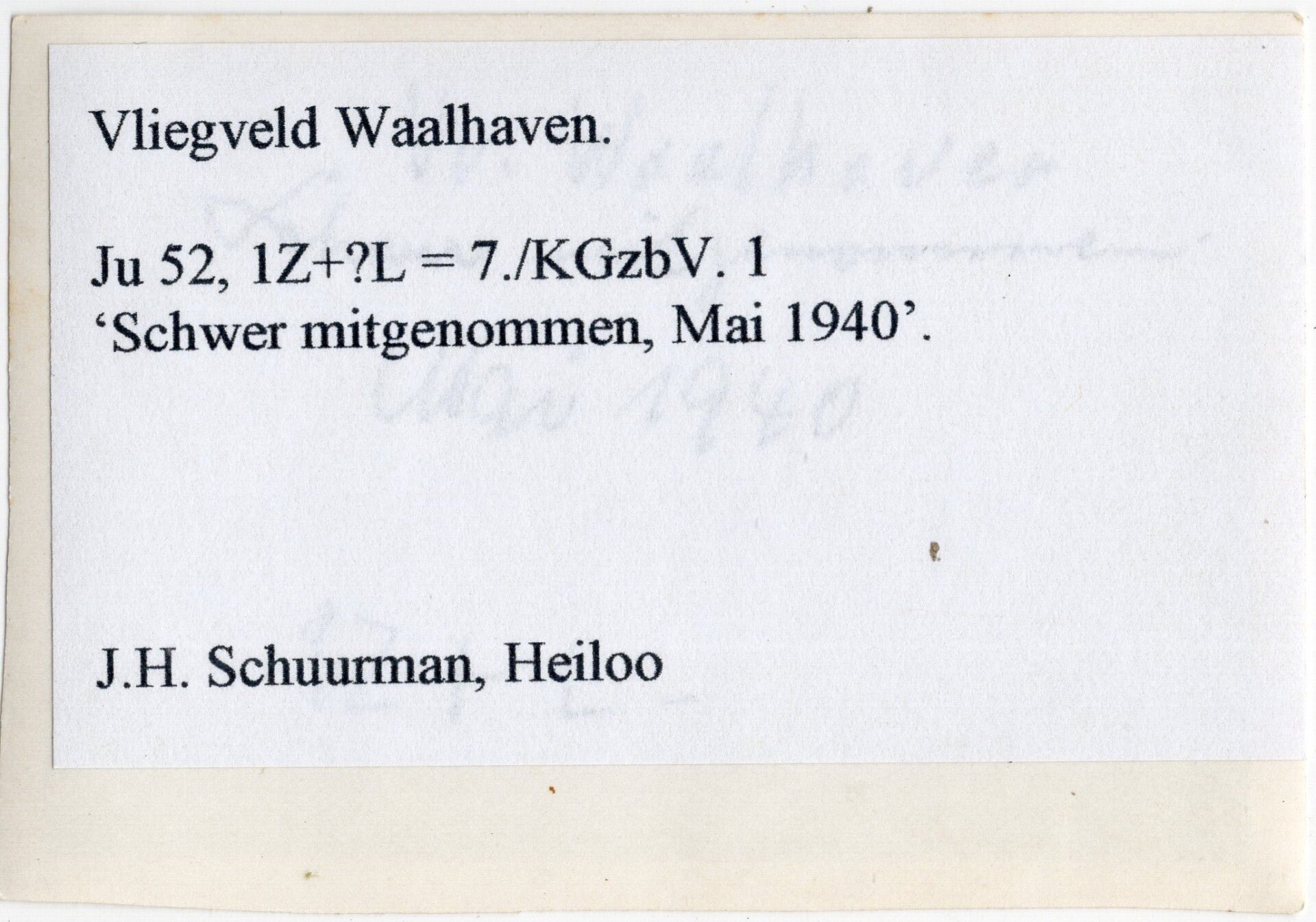 Original WW2 German Photo - Destroyed Junkers Ju 52 airplane at the Rotterdam airfield, Waalhaven, Holland (1940) — image 2