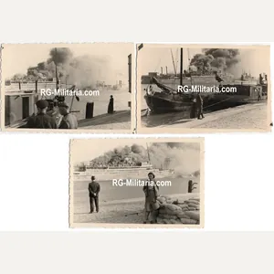 Original WW2 German Photo - German soldiers at the burning …