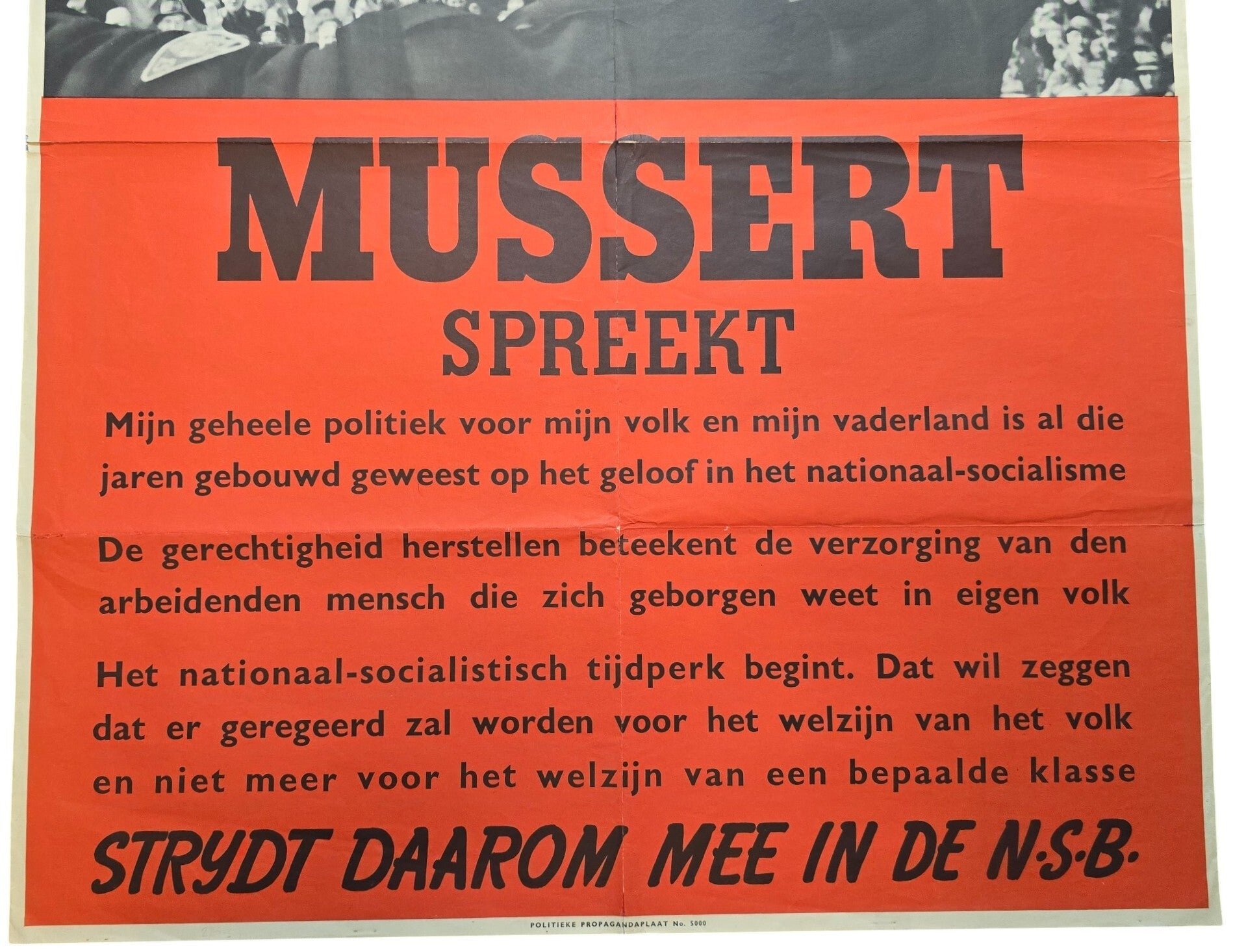 Original WW2 Dutch Collaboration NSB Poster - Mussert Spreekt (1941) — image 3