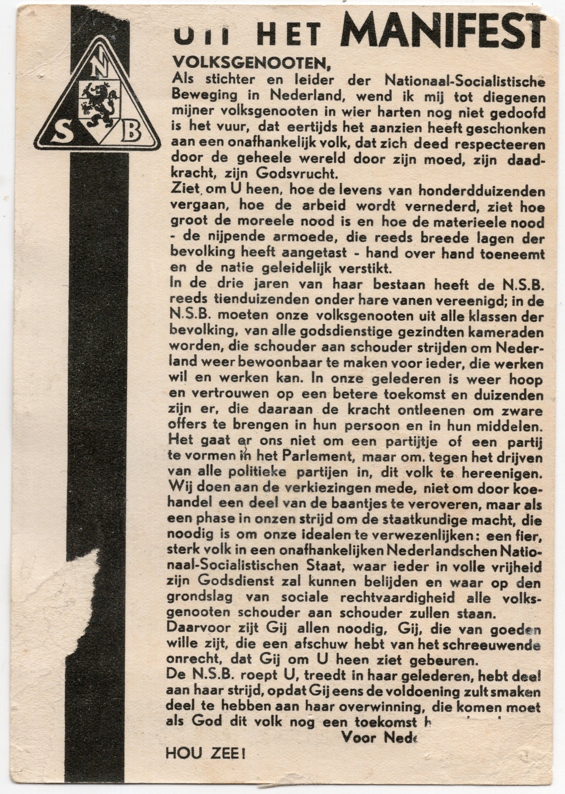 Original WW2 Dutch Collaboration NSB Postcard - Geen verdeeldheid door partijen, maar Volkseenheid NSB — image 2