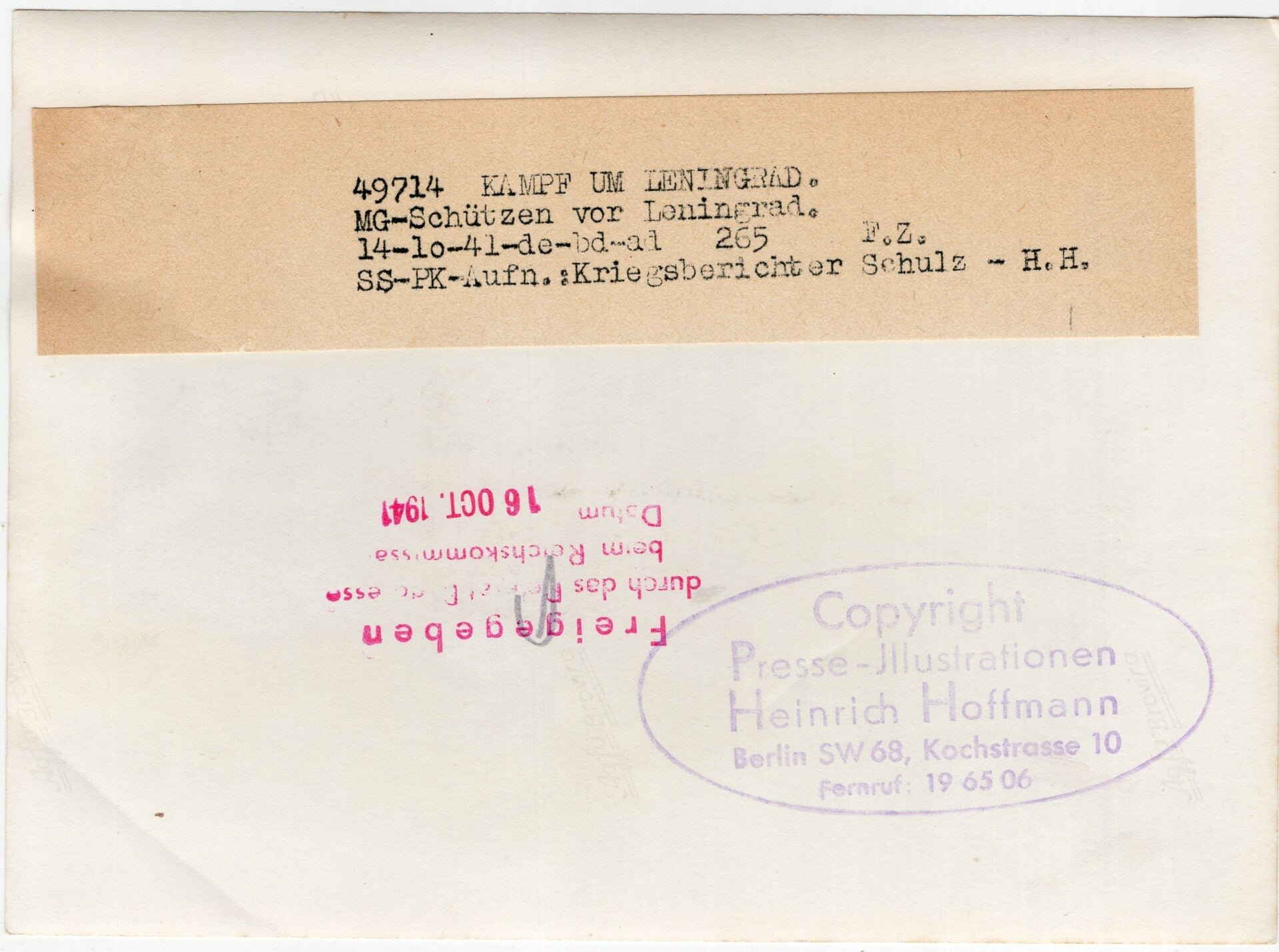 Original WW2 German Waffen SS Press Photo - Fight for Leningrad, Eastern Front (1941) — image 2