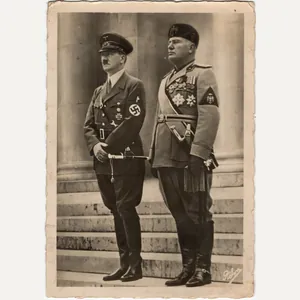 Original WW2 German Postcard - Adolf Hitler with Benito Mussolini