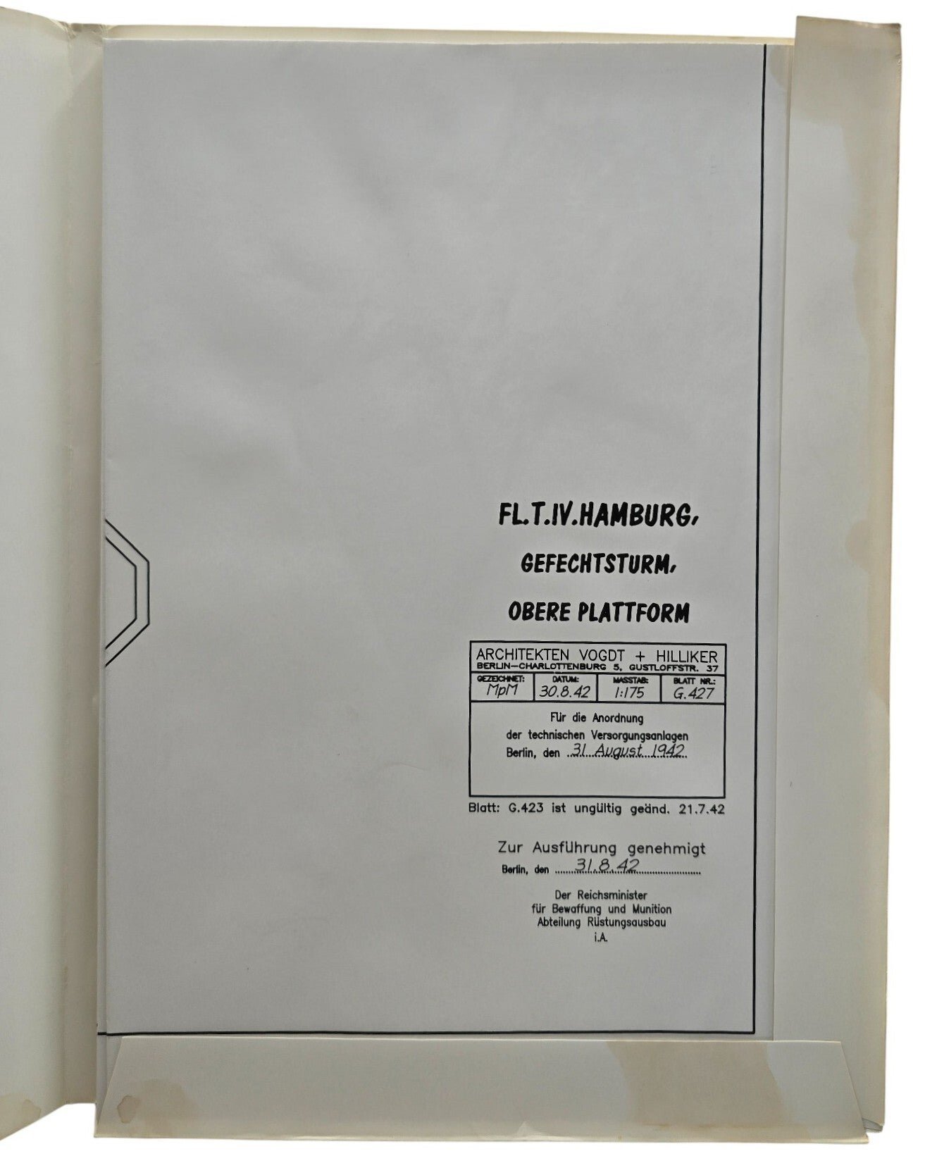 Original German Document – Amtbau Pläne des Gefechtsturms IV der Architekten Vogdt und Hilliker und Prof. Tamms, Marc Machielse (1998) — image 2