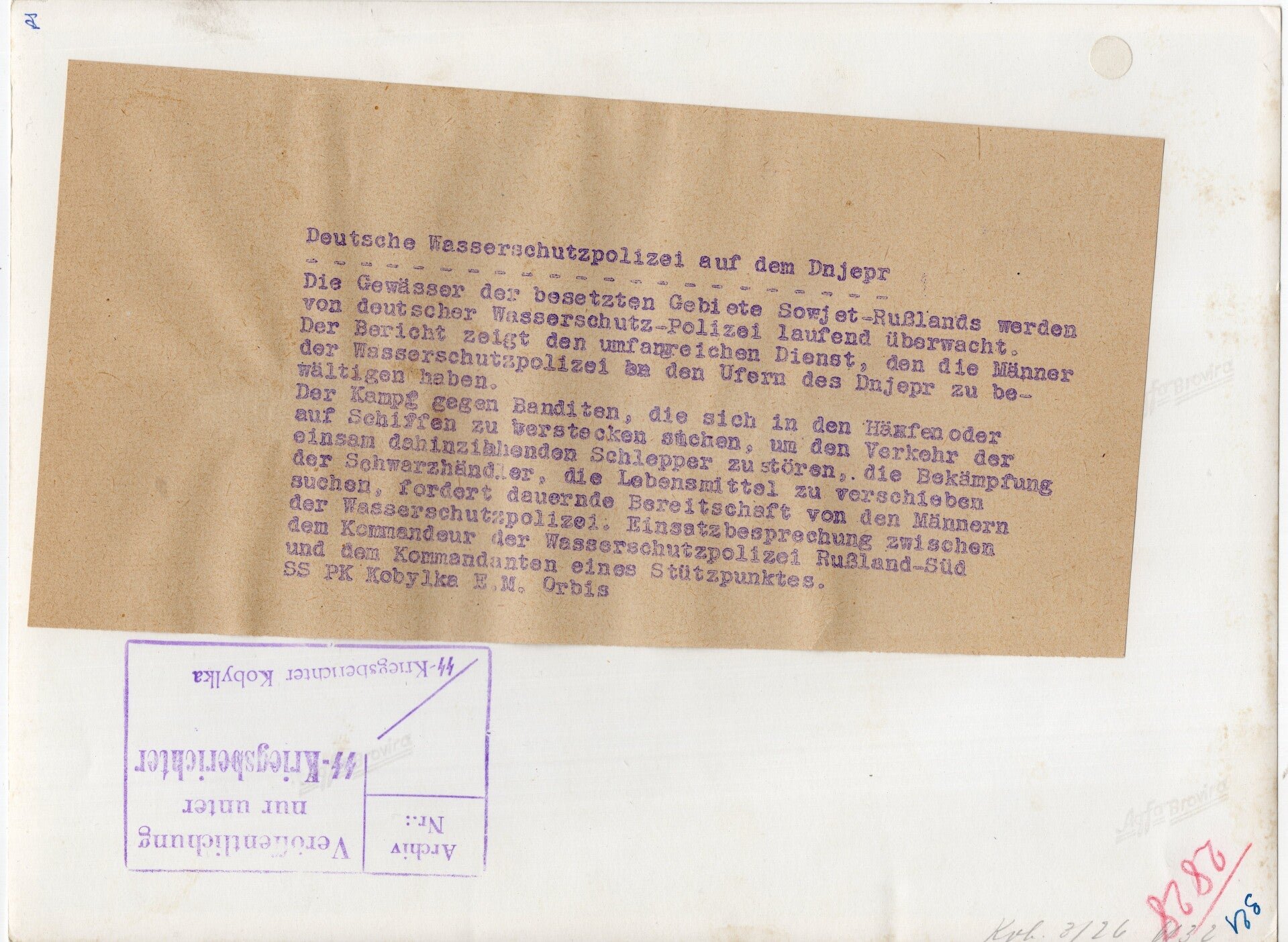 Original WW2 German Waffen SS Press Photo - SS Wasserschutzpolizei Dnjepr, Ukraine (1943) — image 2
