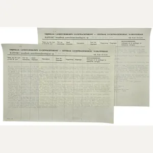 Original WW2 Dutch Document - Dutch Army Luchtwachtdienst air watch …