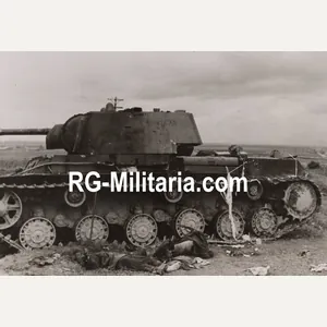 Original WW2 German Press Photo - Destroyed Russian KV-1 Panzer …
