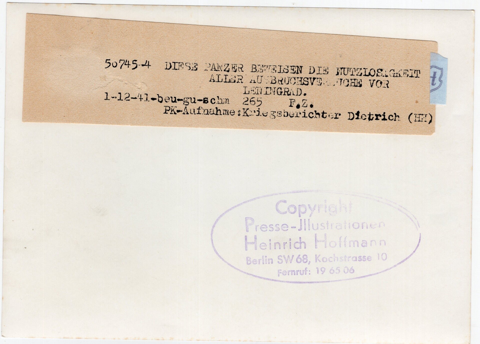 Original WW2 German Press Photo - Destroyed Russian KV-1 Panzer Tanks, Leningrad, Eastern Front (1941) — image 2