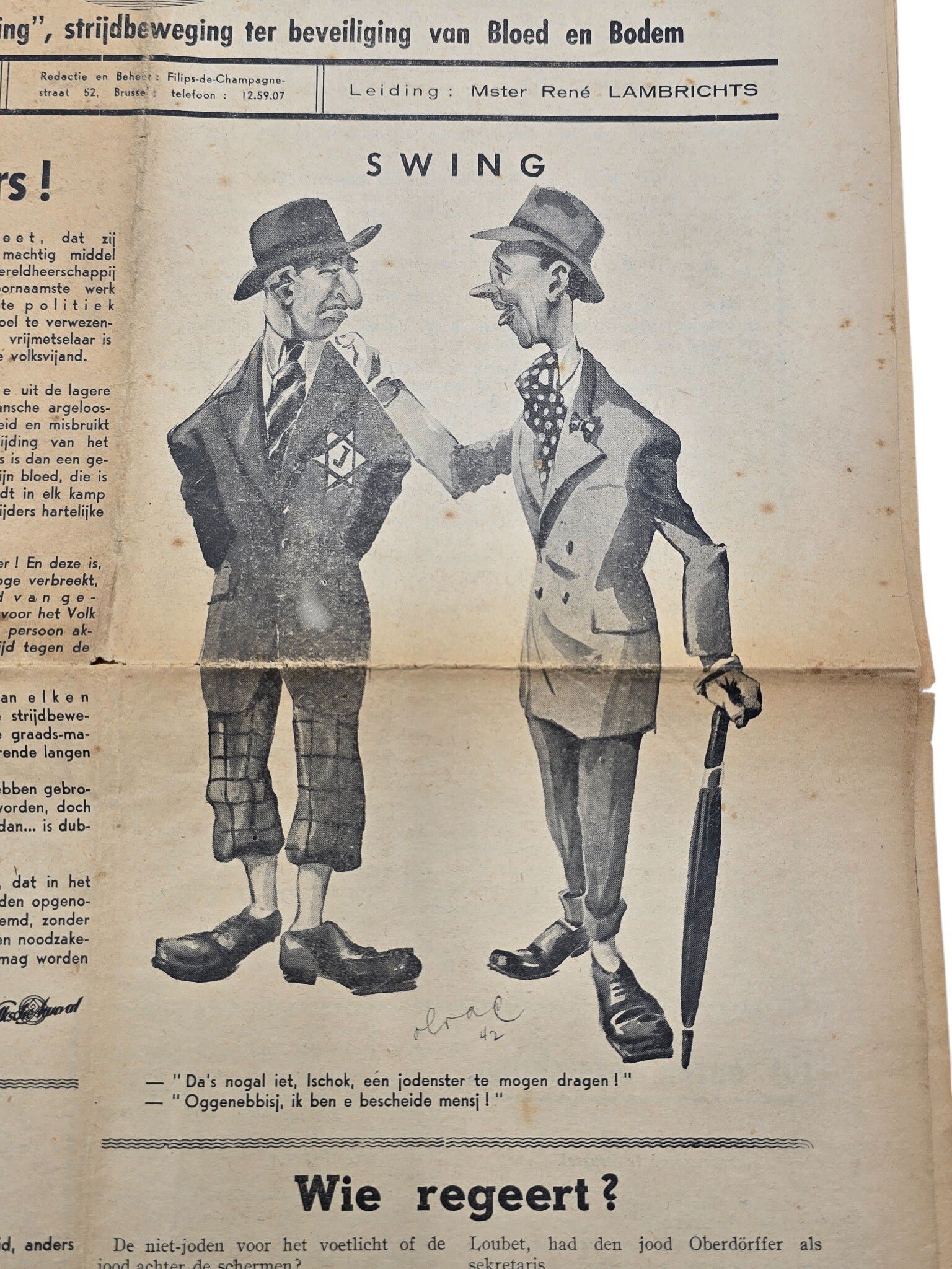 Original WW2 Flemish Collaboration Antisemitic Newspaper - Volksche Aanval 6th year No. 25, Volksverwering (1942) — image 2
