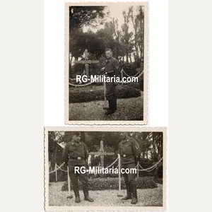 Original WW2 German Photo - German Fallschirmjäger grave monument in …