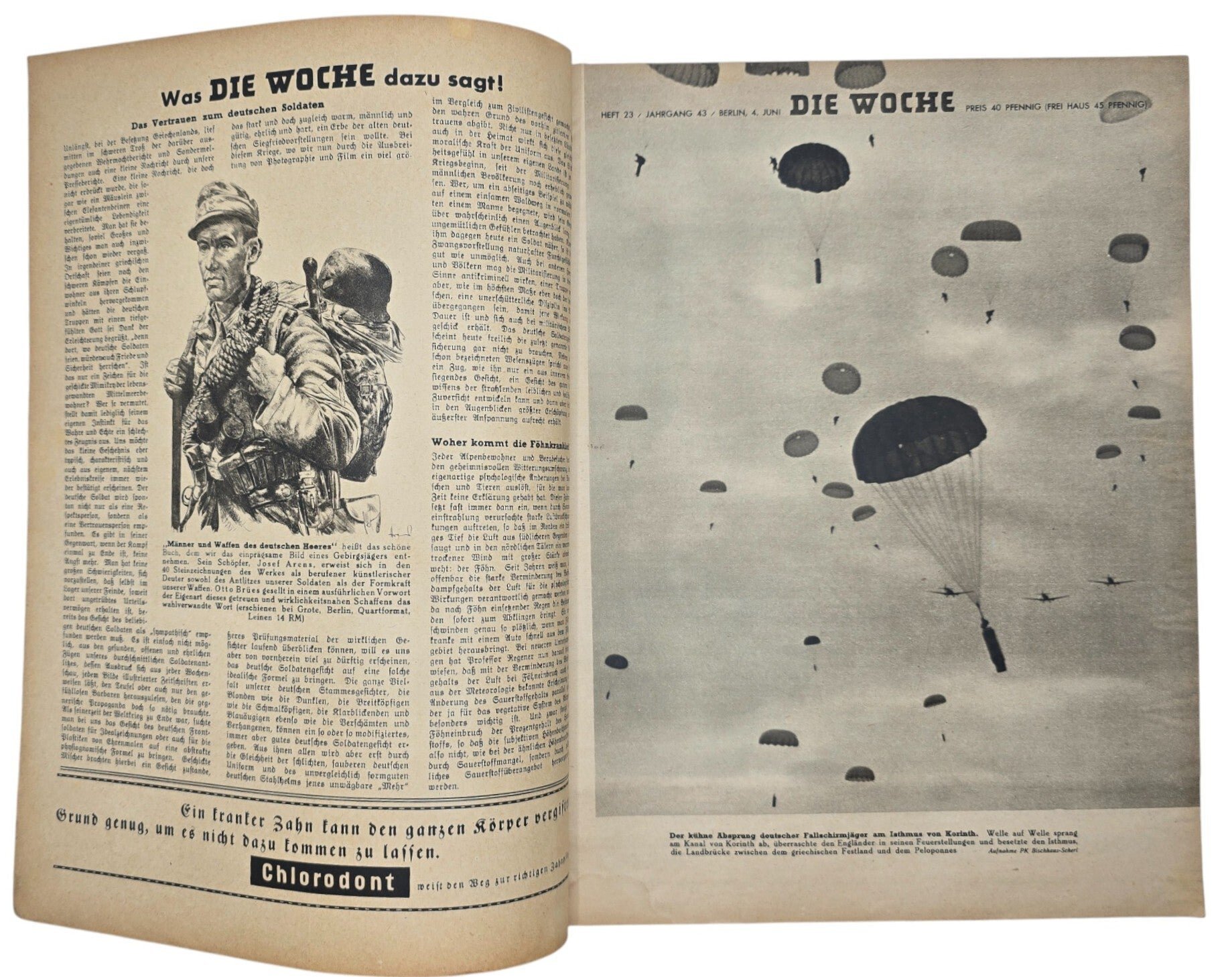 Original WW2 German Magazine - Die Woche No. 23, MG 34 Pionier (1941) — image 2