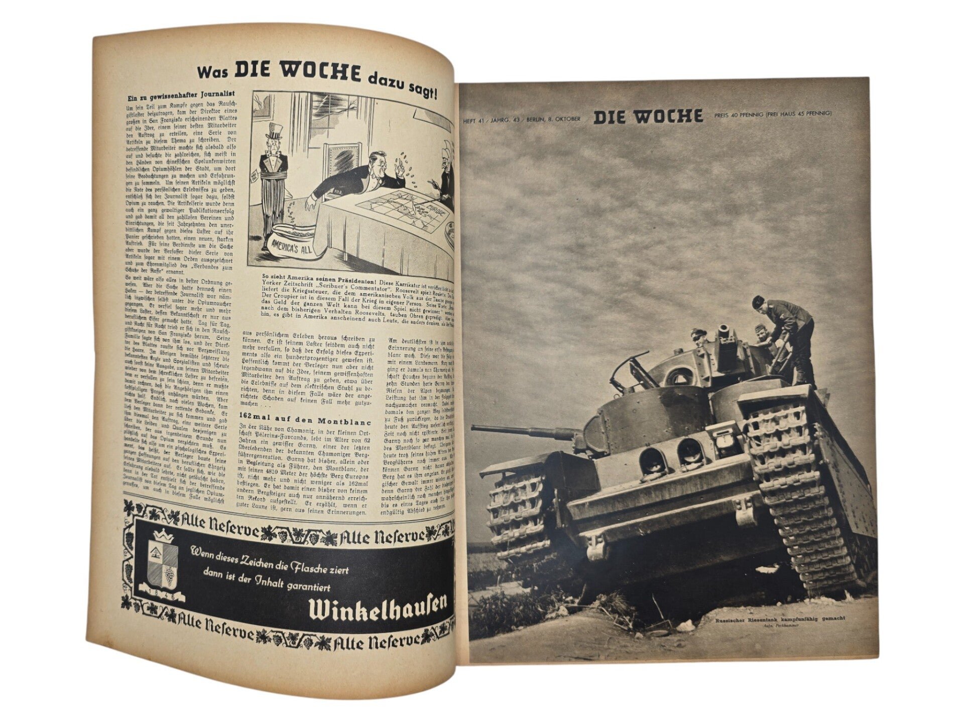 Original WW2 German Magazine - Die Woche No. 41, SS Totenkopf Spahtrupführer (1941) — image 2