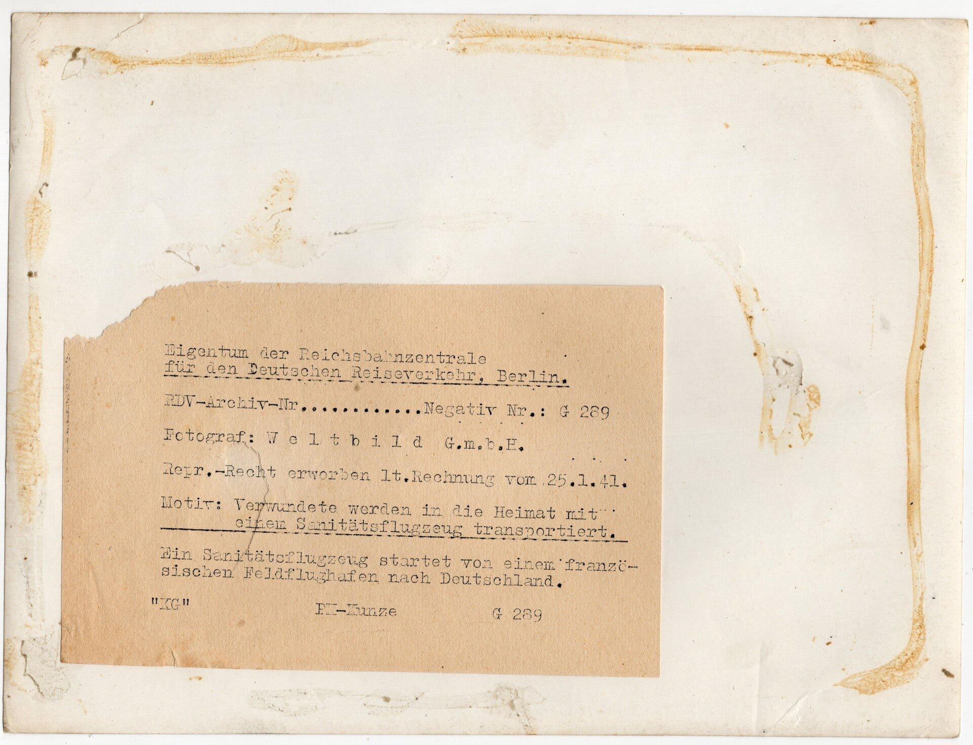 Original WW2 German Press Photo - German Luftwaffe Junkers JU52 Sanitatsflugzeug airplane in France (1940) — image 2