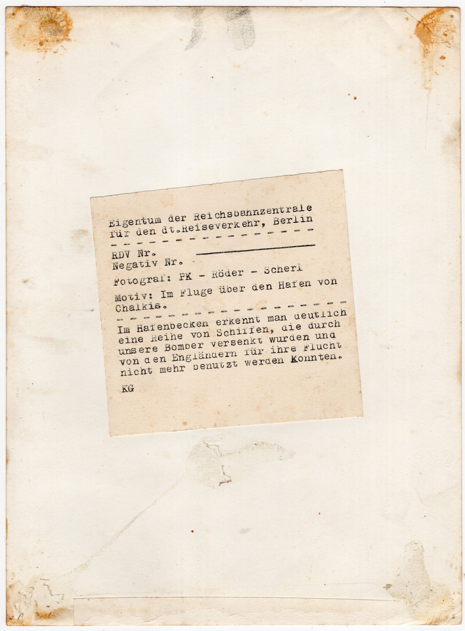 Original WW2 German Press Photo - German Luftwaffe airplane above Chalkis, Greece (1941) — image 2