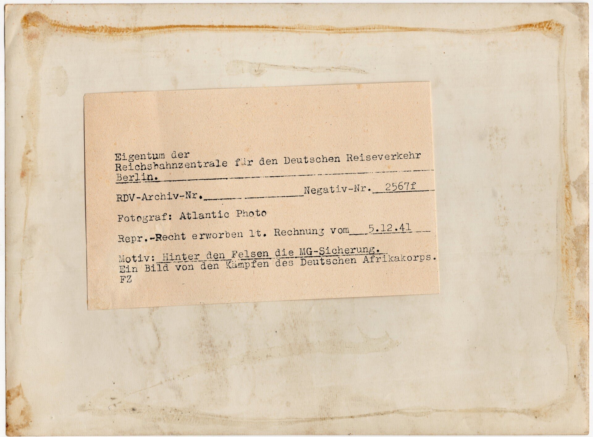 Original WW2 German Press Photo - German Afrika Korps MG-34 (1941) — image 2