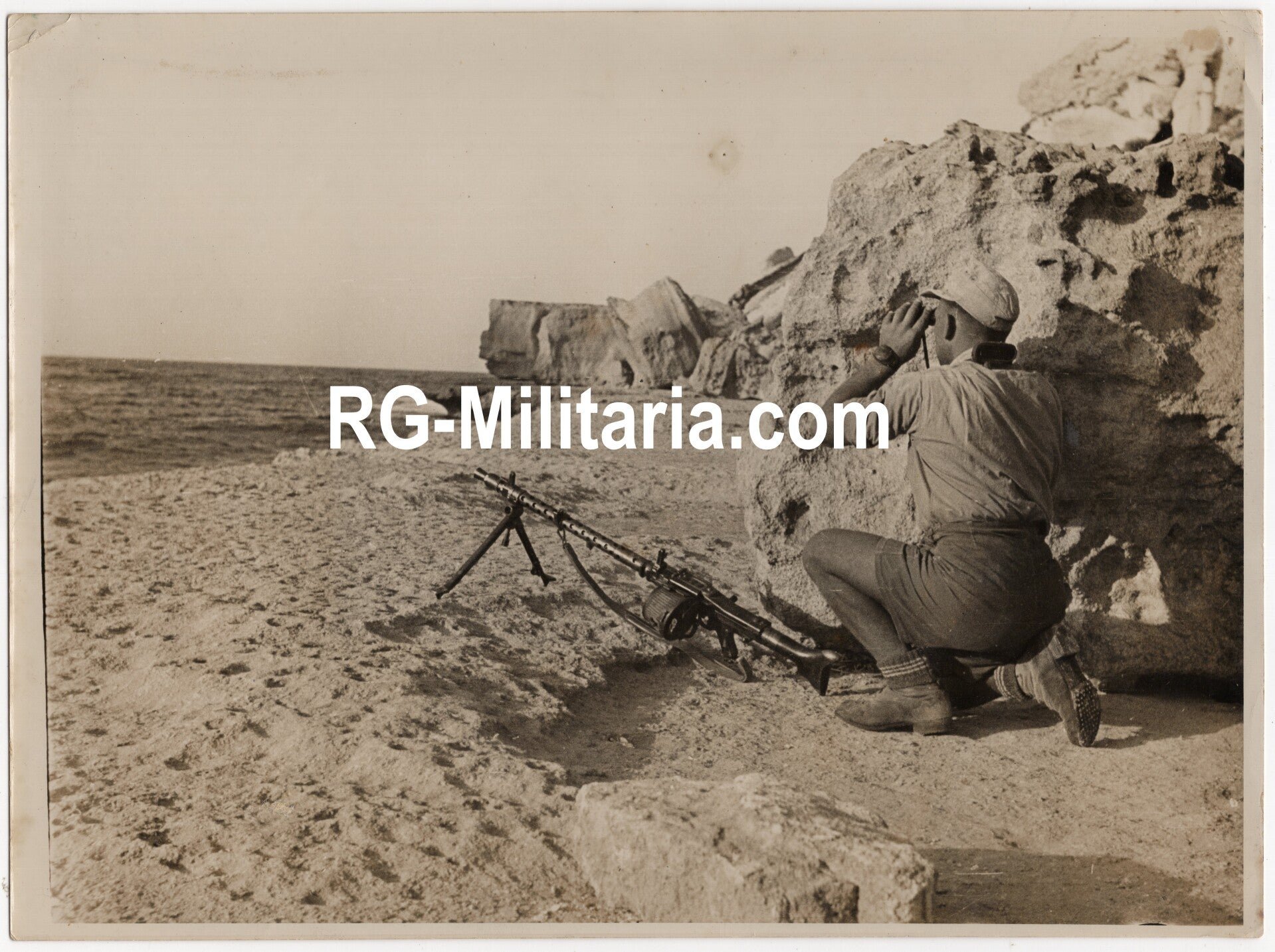 Original WW2 German Press Photo - German Afrika Korps MG-34 (1941) — image 3