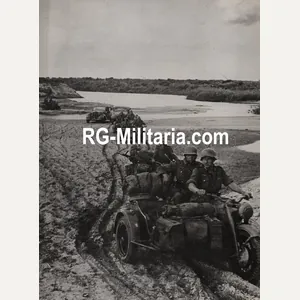 Original WW2 German Press Photo - Motorcycles in Don Bogen, …
