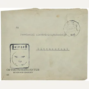 Original WW2 German Document - Envelope Ortskommandantur IJmuiden, Beverwijk, Bloemendaal …
