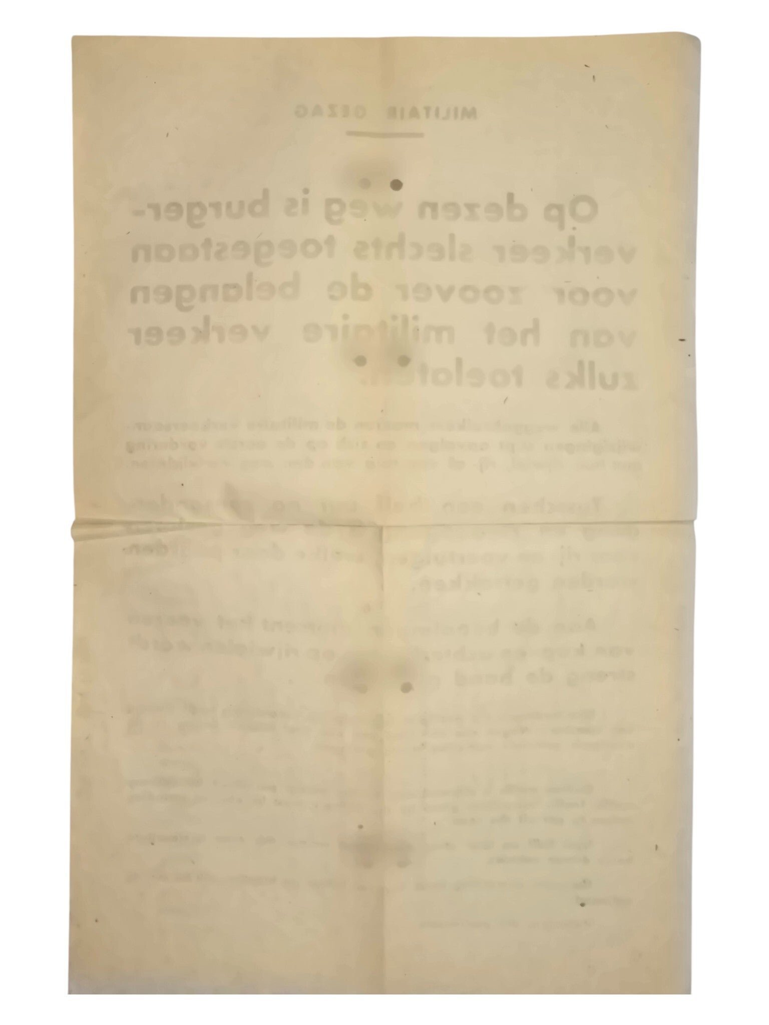 Original WW2 Dutch Liberation Poster - MG Militair Gezag use of the public road (1945) — image 2