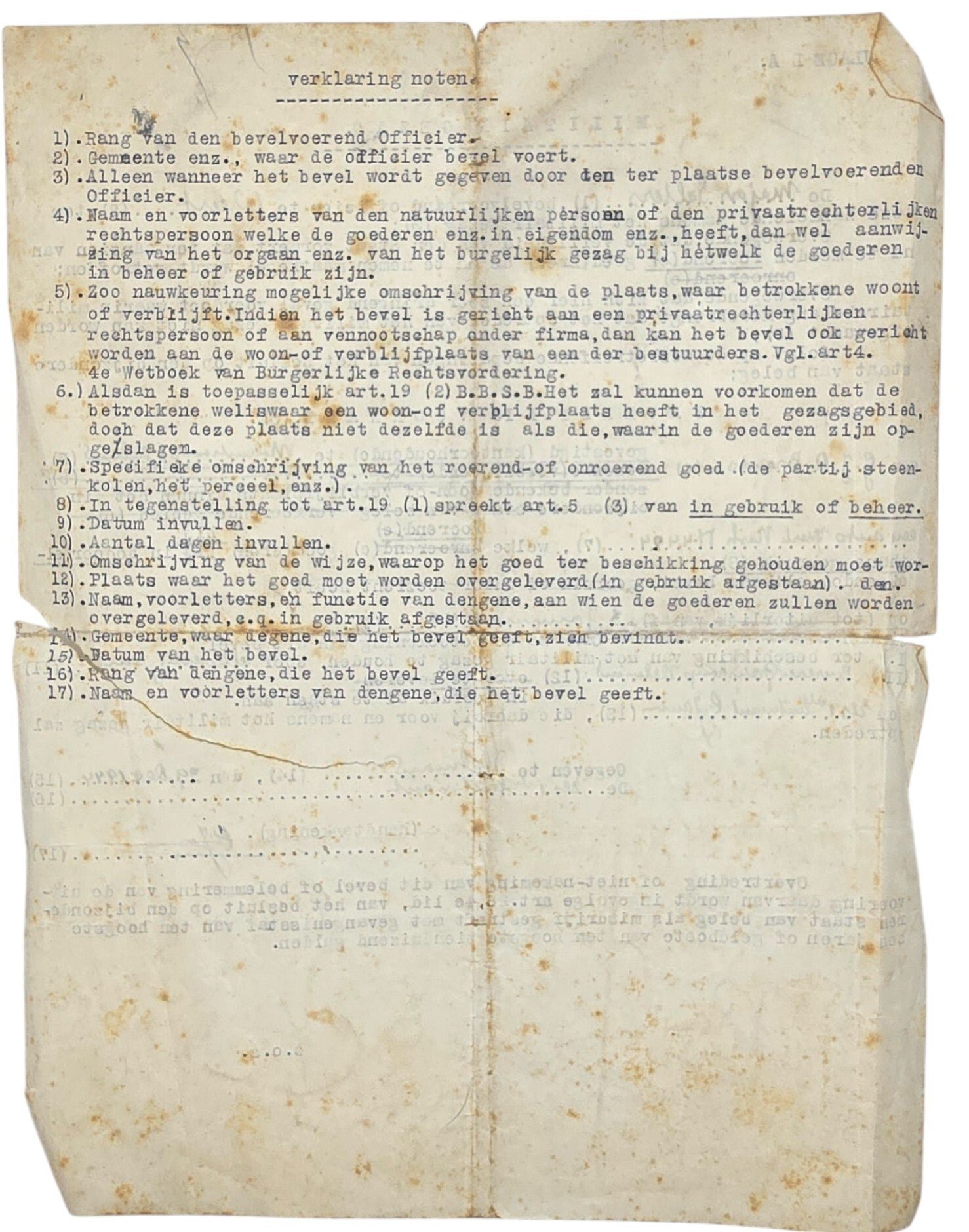 Original WW2 Dutch Allied Document - MG Militair Gezag Weert, Helmond (1944) — image 2