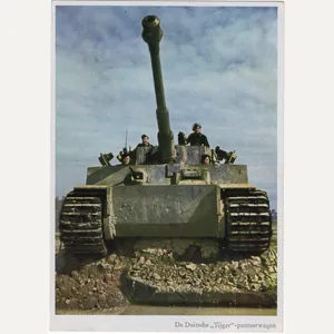 Original WW2 German Postcard - Panzer tank Tiger ''De Duitsche …