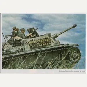 Original WW2 German Postcard - Panzer tank ''Duitsch bestormingsgeschut in …