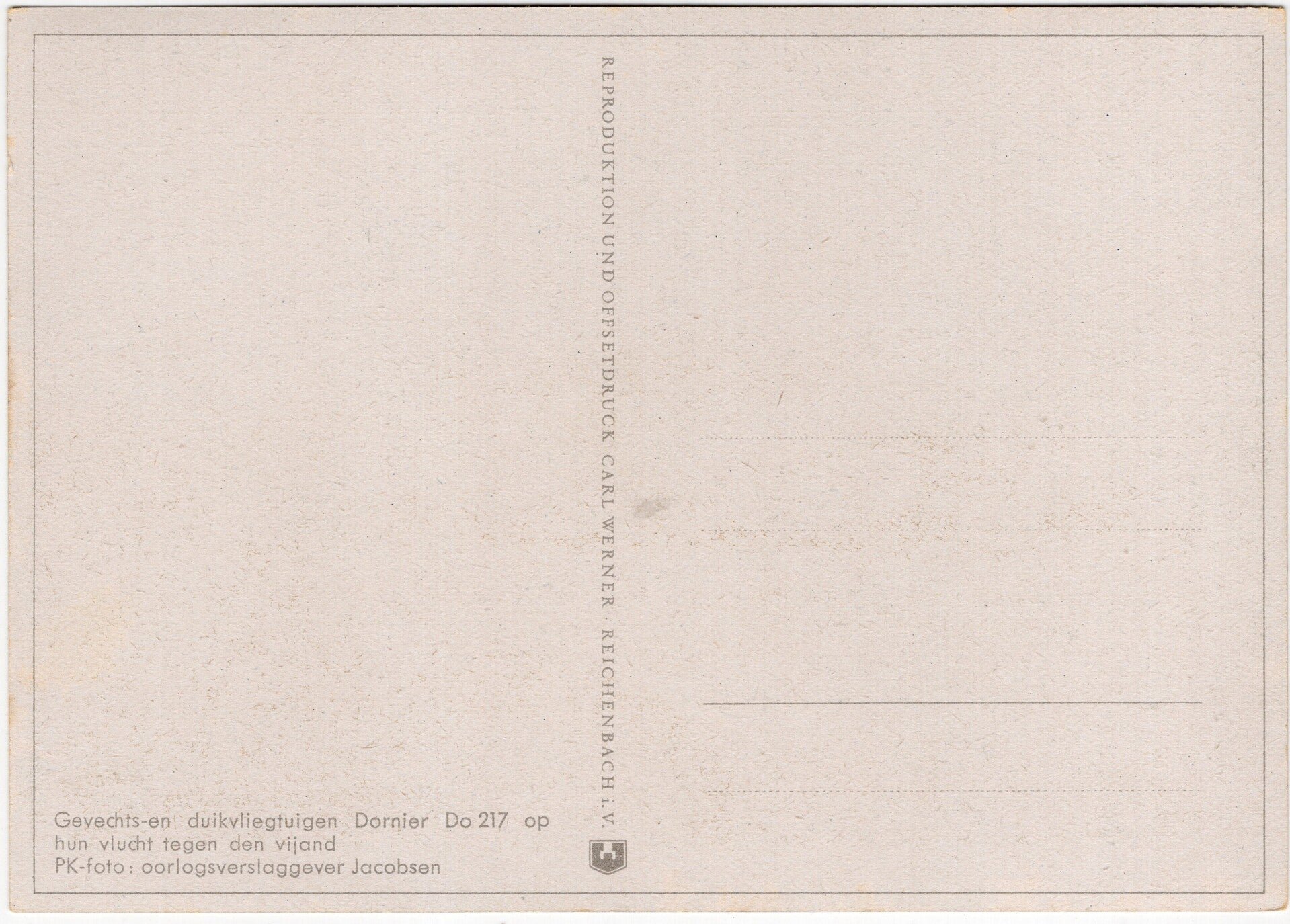 Original WW2 German Postcard - Gevechts- en Duikvliegtuigen Do 217, Jacobsen — image 2