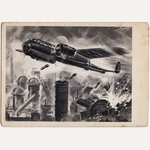 Original WW2 German Postcard - ''Angriff einer Ju 88 auf …